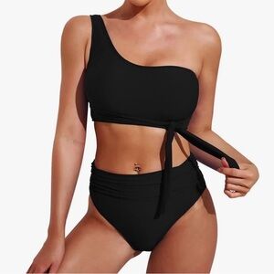 Black One-Shoulder Bikini Set